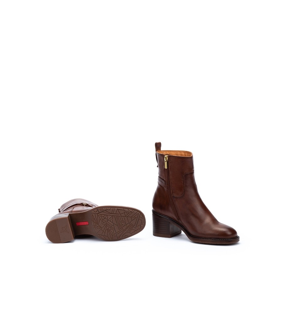 Botas de cano curto Pikolinos Huesca em couro marrom - Altura do salto: 6,5 cm -