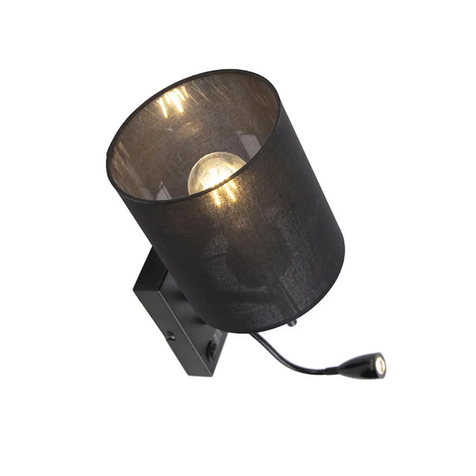 Qazqa wandlampen stacca zwart e27