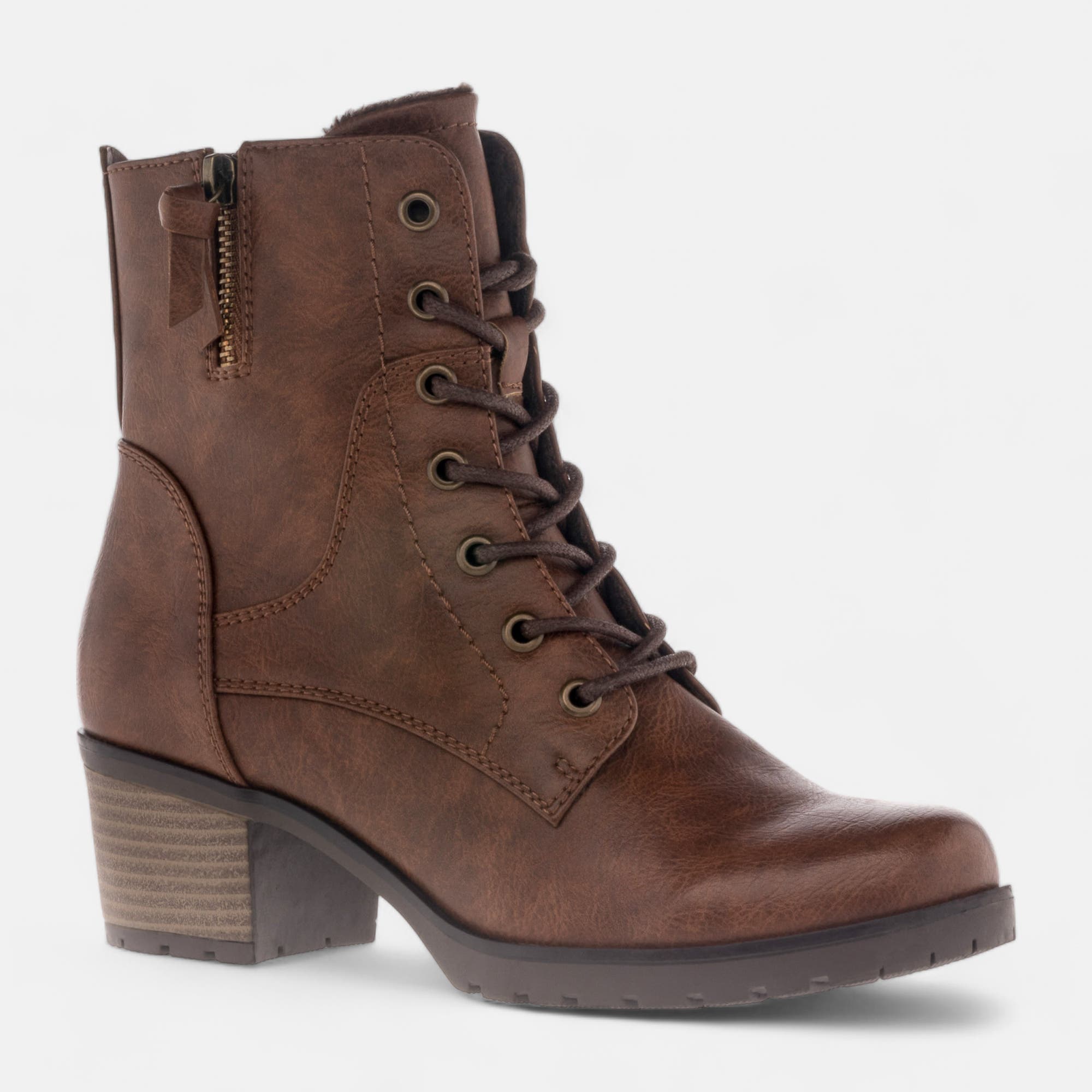 Bottines à lacets à talon Femme cognac