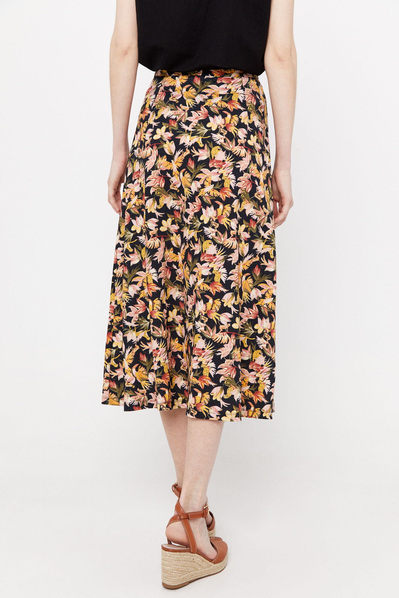 Saia midi em camadas - Multicolorida