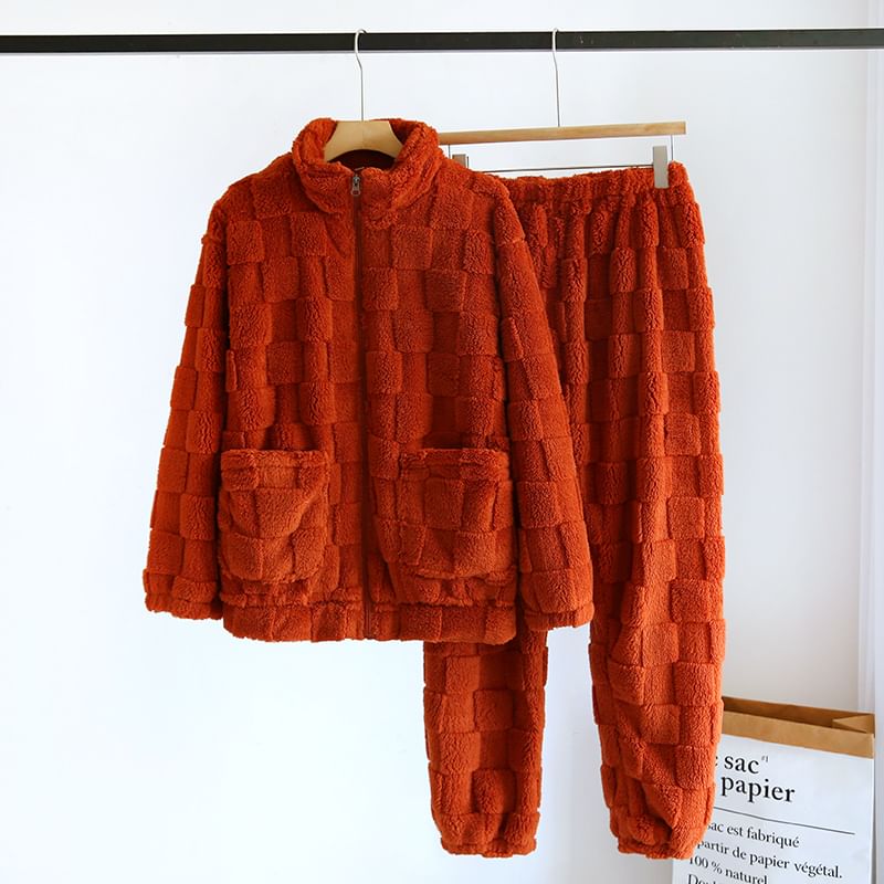 MelMount - Bijpassende koraalfleece loungewearset voor koppels