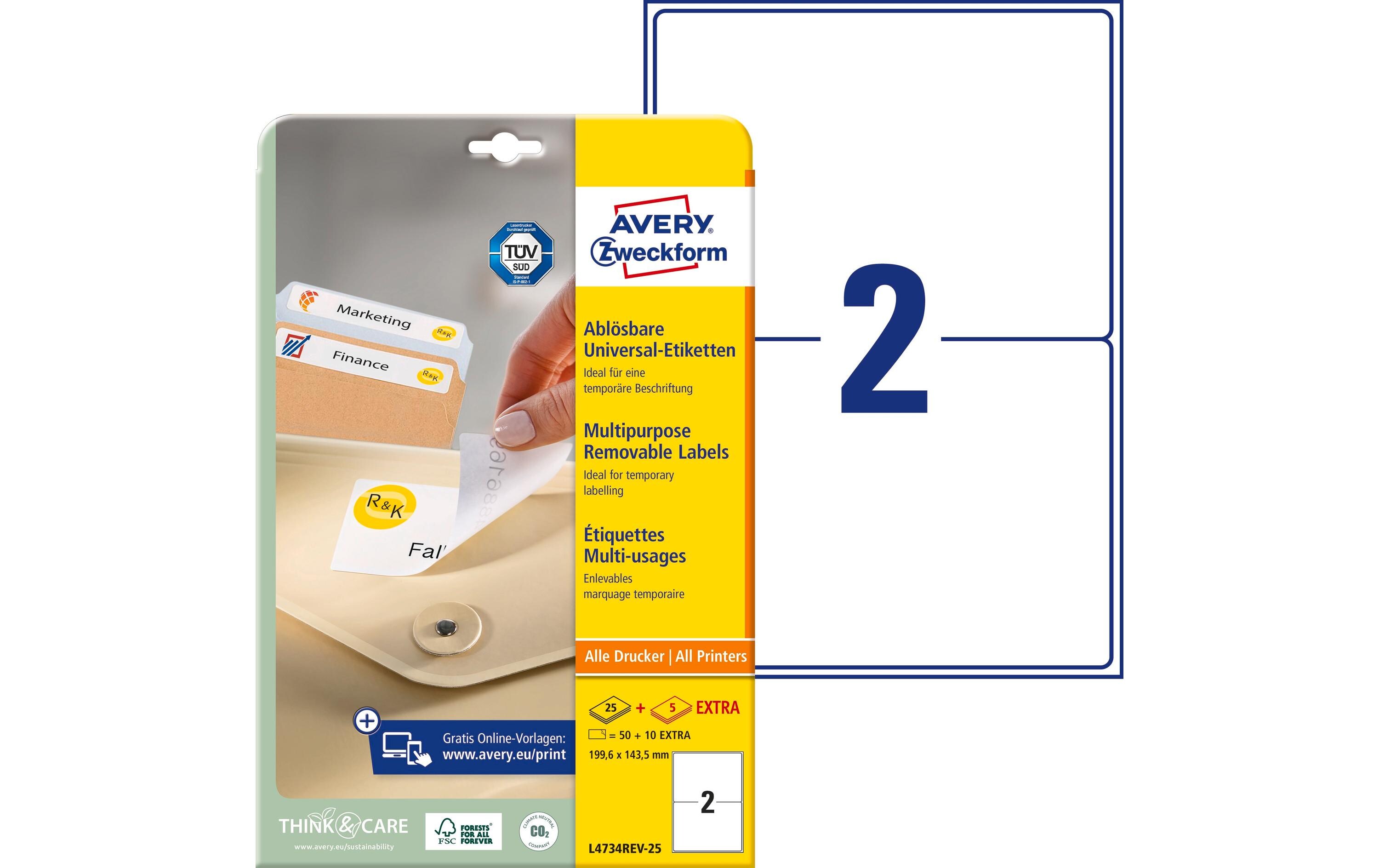 Universal-Etiketten Stick + Lift 199.6 x 143.5 mm, 30 BlattAblösbare Etiketten