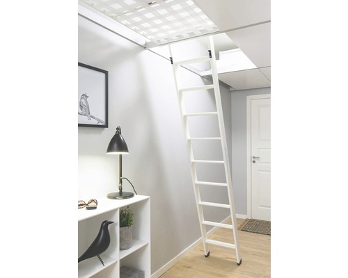 Dolle stapelbedladder, grenen/beuken, wit gegrond, 2-delig met 10 treden