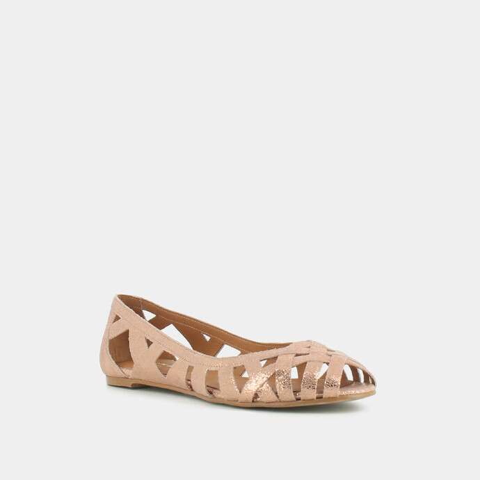 Ballerines ajourées  en croûte laminée cuivre