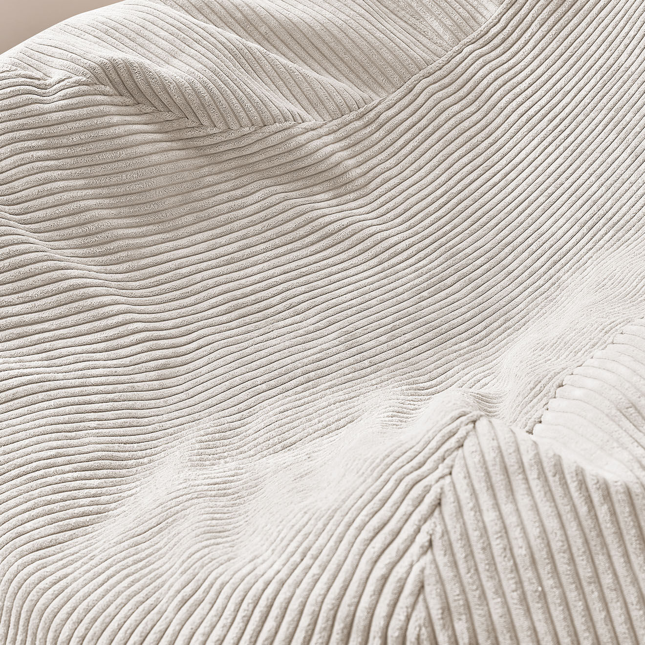 Bobochic Pouf ultra moelleux en Velours côtelé Voltaire beige - 120x70x60 cm