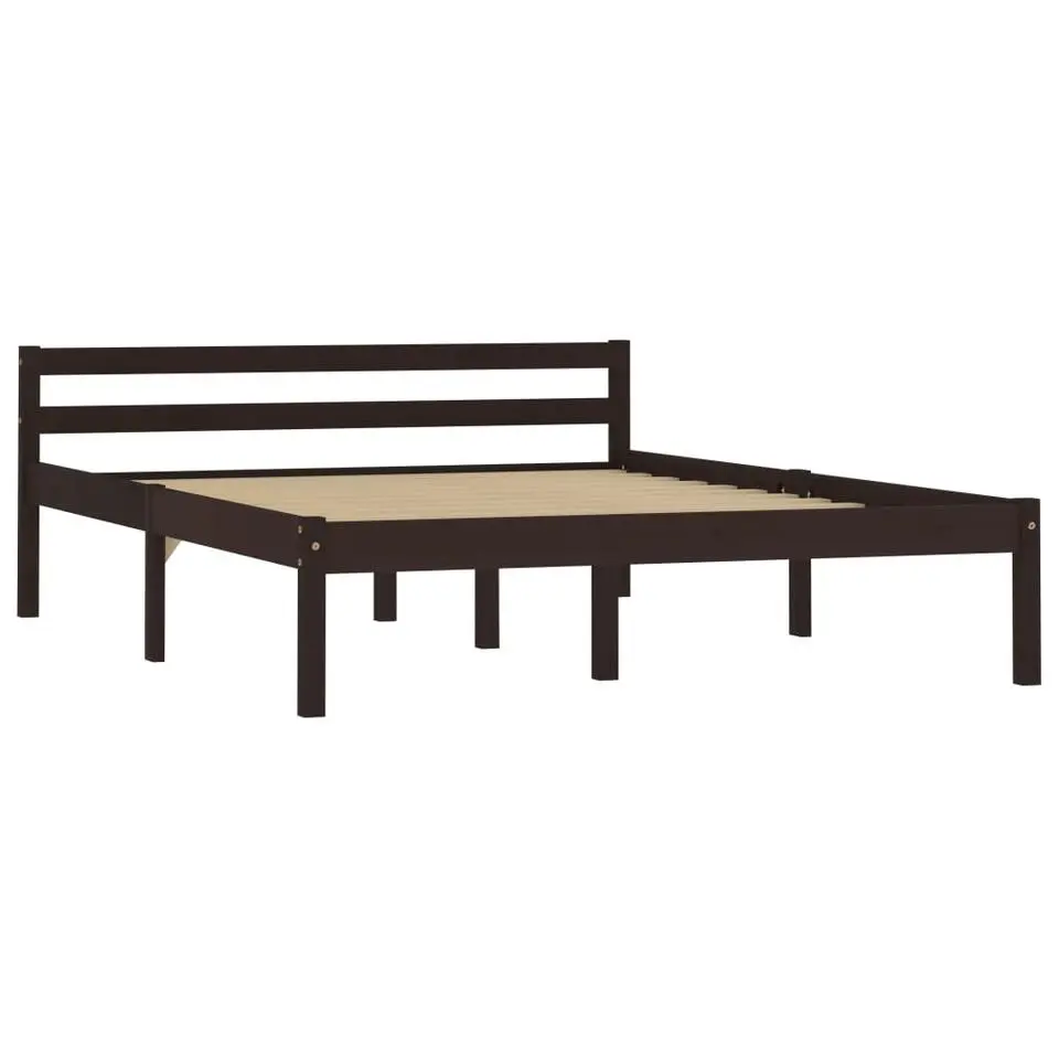 vidaXL - Bed frame met hoofdbord - Donkerbruin - Grenenhout - 120x200 cm