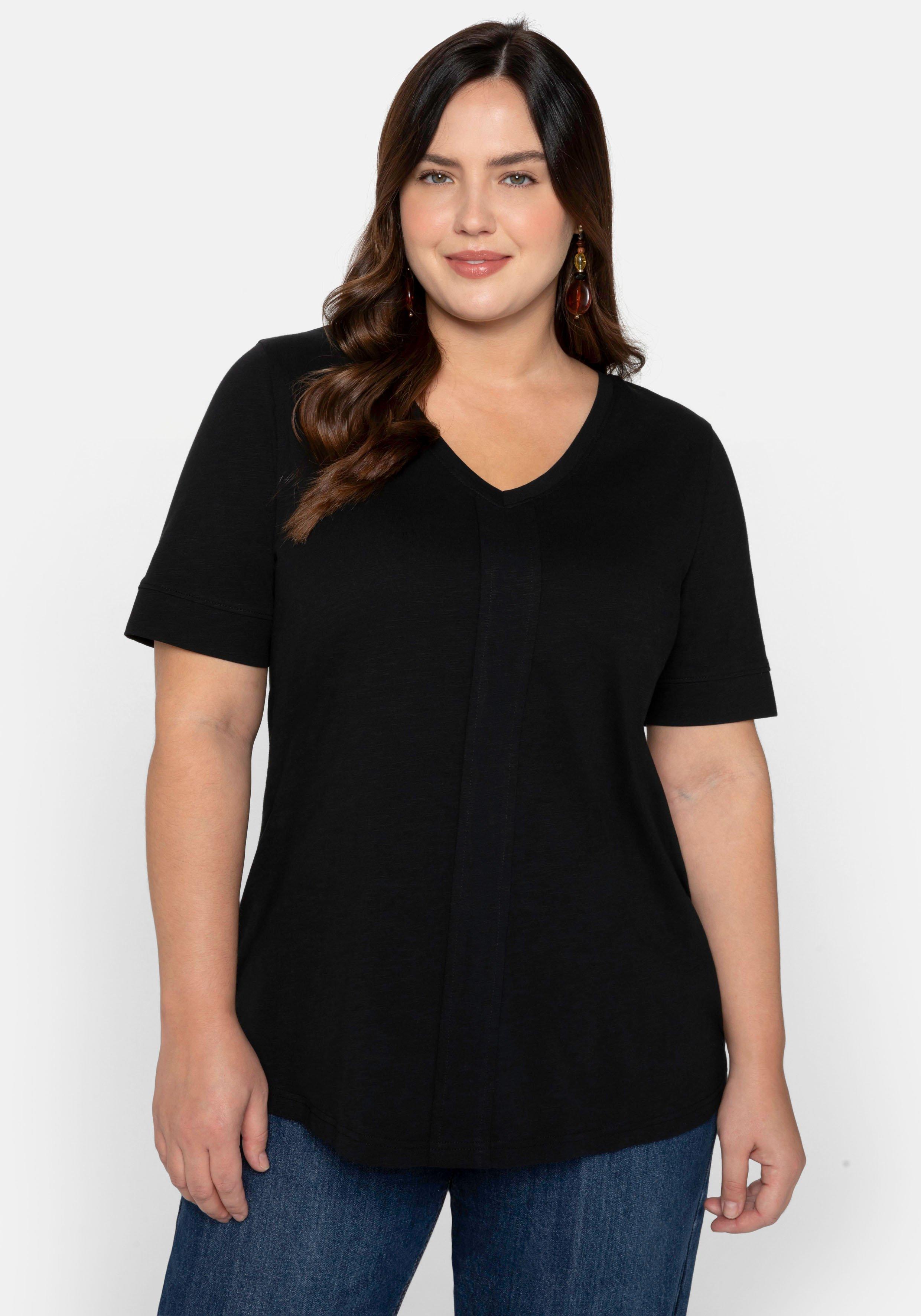T-Shirt mit gesteppter Falte vorn, aus Jersey