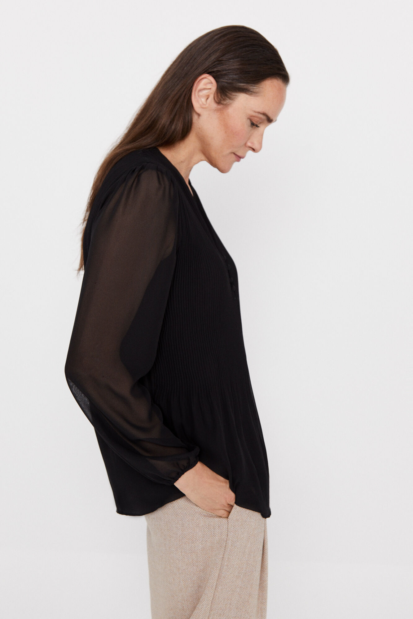 Blusa plissada - Preta