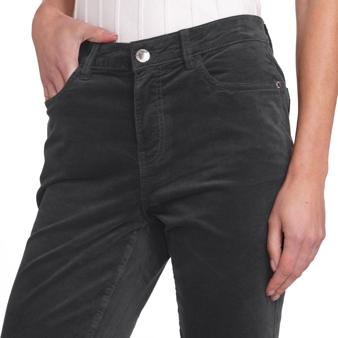 Gina Benotti Damen Samthose mit Slim-Fit dunkelgrau