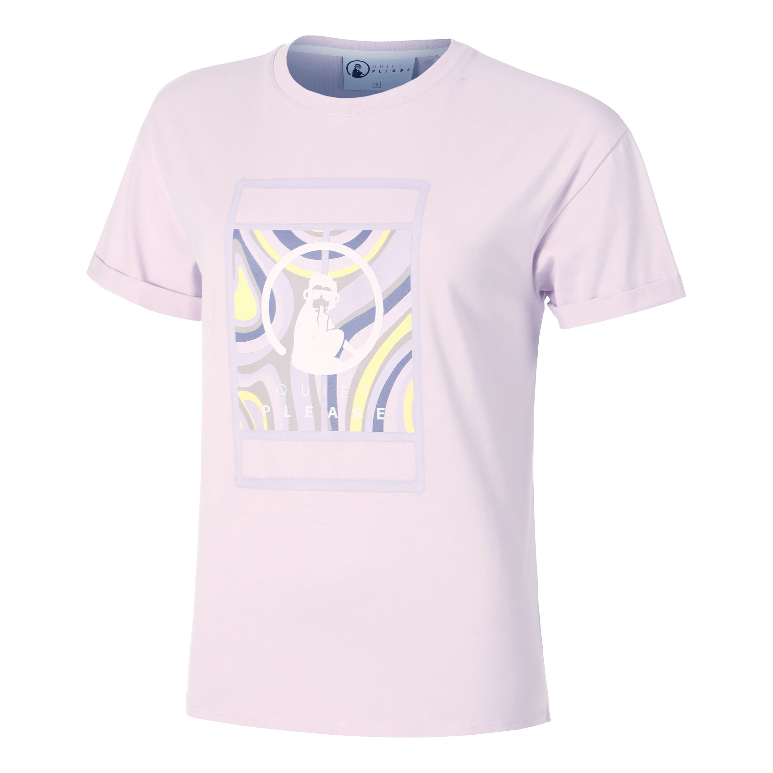 Quiet Please Mind Swirl Court T-shirt Femmes - Lilas , Multicouleur