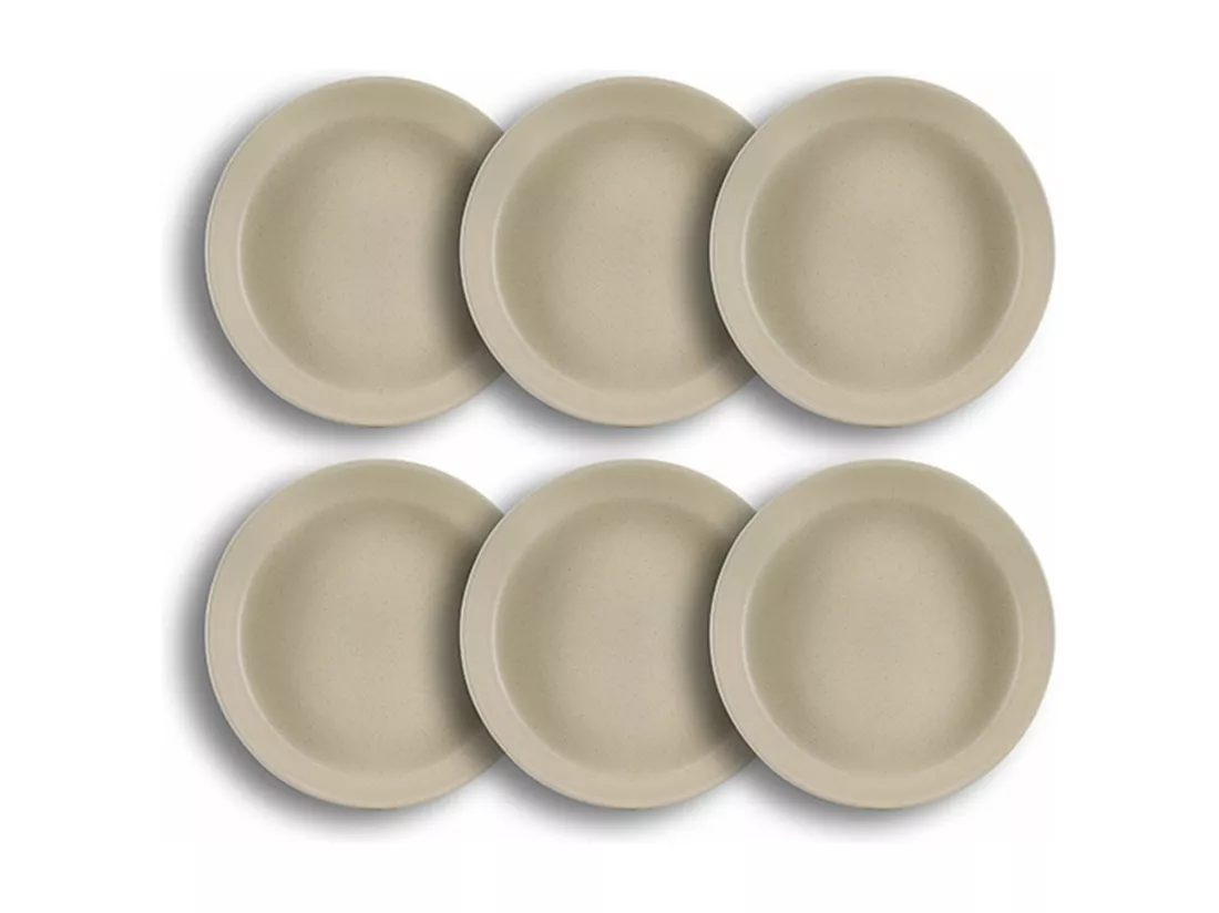 Novastyl - Lot 6 Assiettes Coupes Arita 20.5cm En Gres Beige