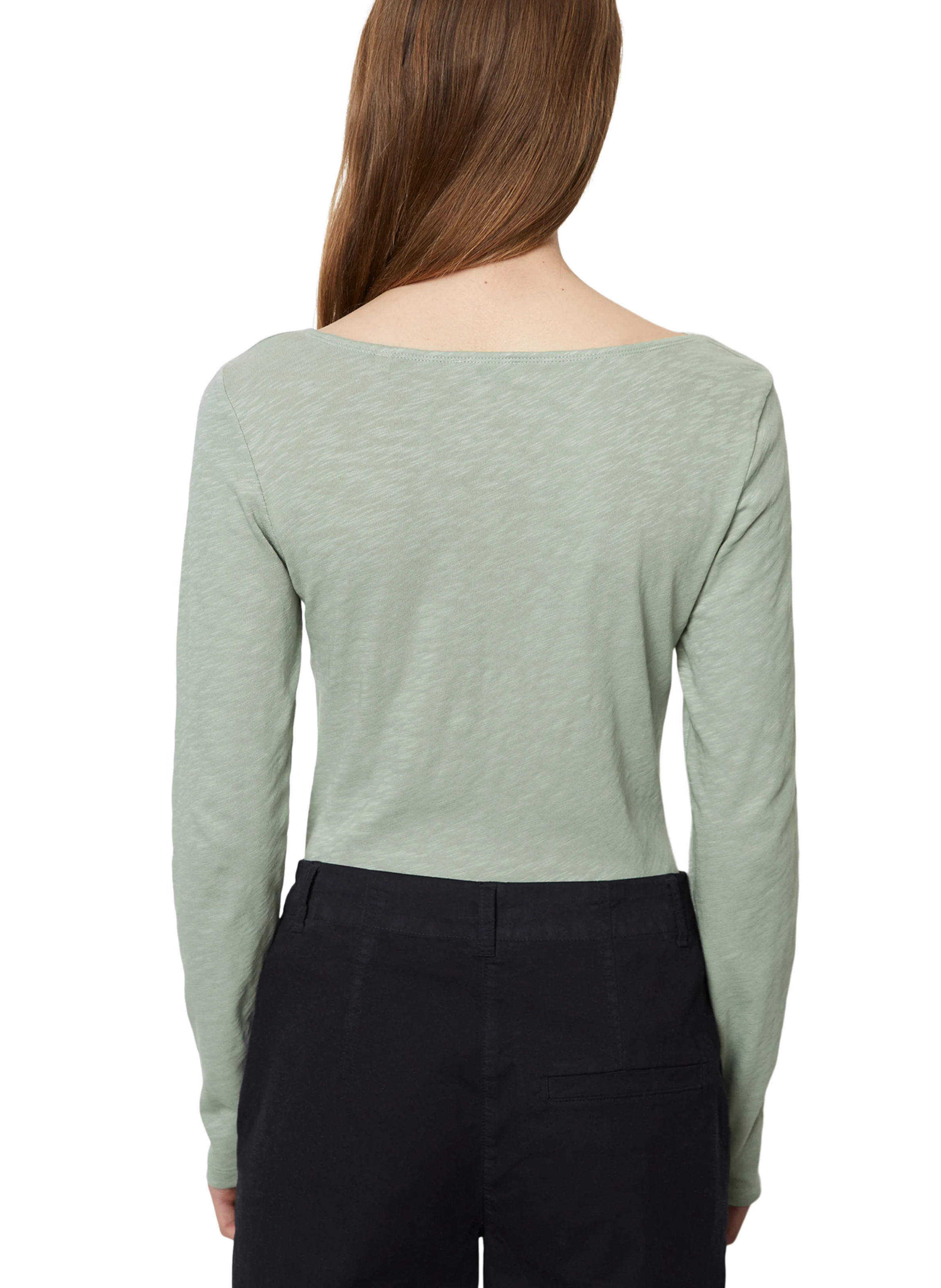 Tee-shirt droit col bateau en coton bio | Vert