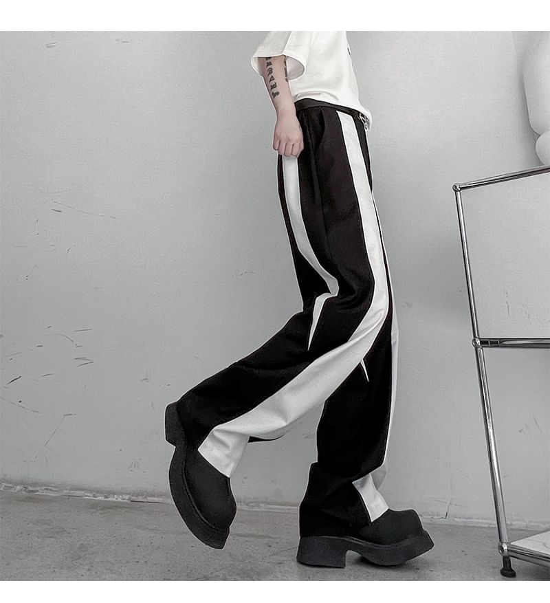 Bjorn - Hoge taille tweekleurige rechte broek