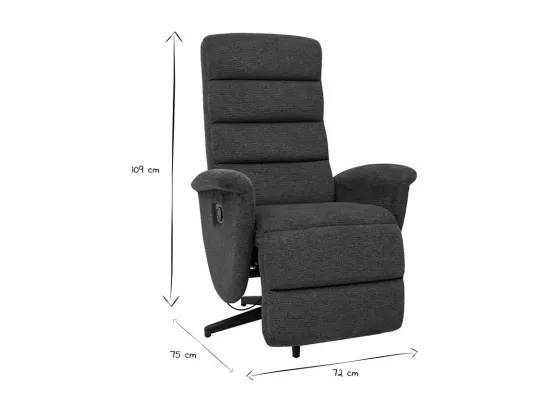 Fauteuil pivotant relax manuel en tissu chenille bleu foncé NELSON