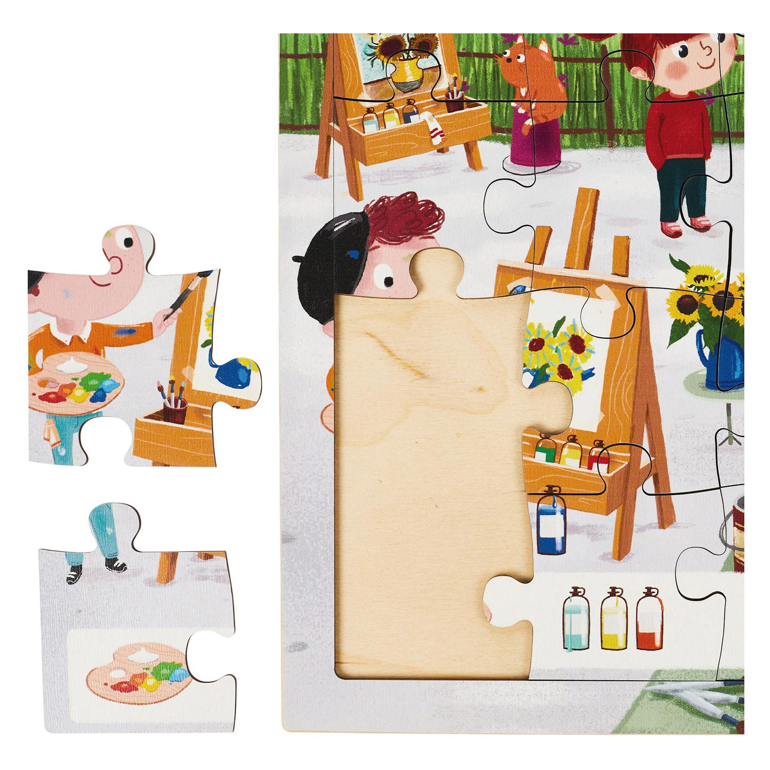 Rolf - Houten Noppenpuzzel Serie Kunst, Set van 3