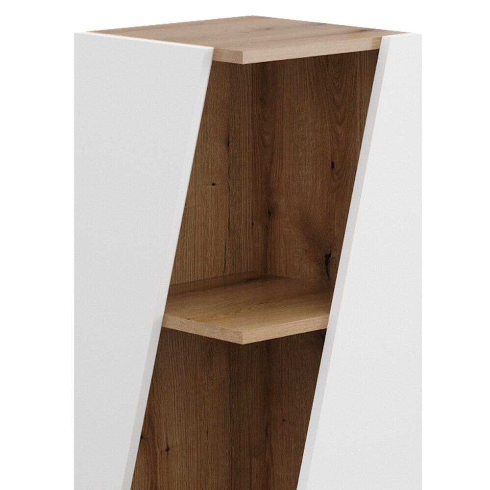 Vicco Badregal Benno, 31,6 x 70,5 cm, Weiß-Eiche, 3 Ablagen, schmal, modern, Badezimmer