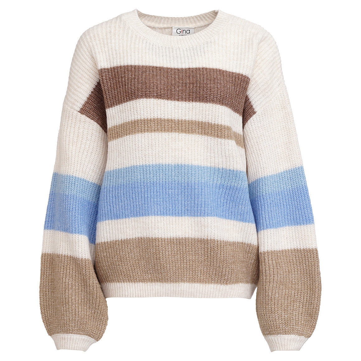 Gina Damen Strickpullover mit Streifen creme