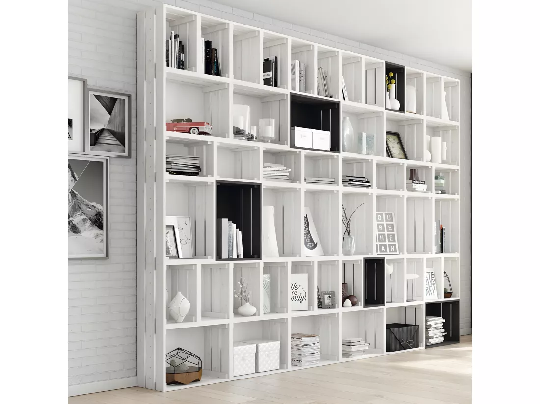 Caisse en pin massif modulable et empilable - L38,4 x H28 cm