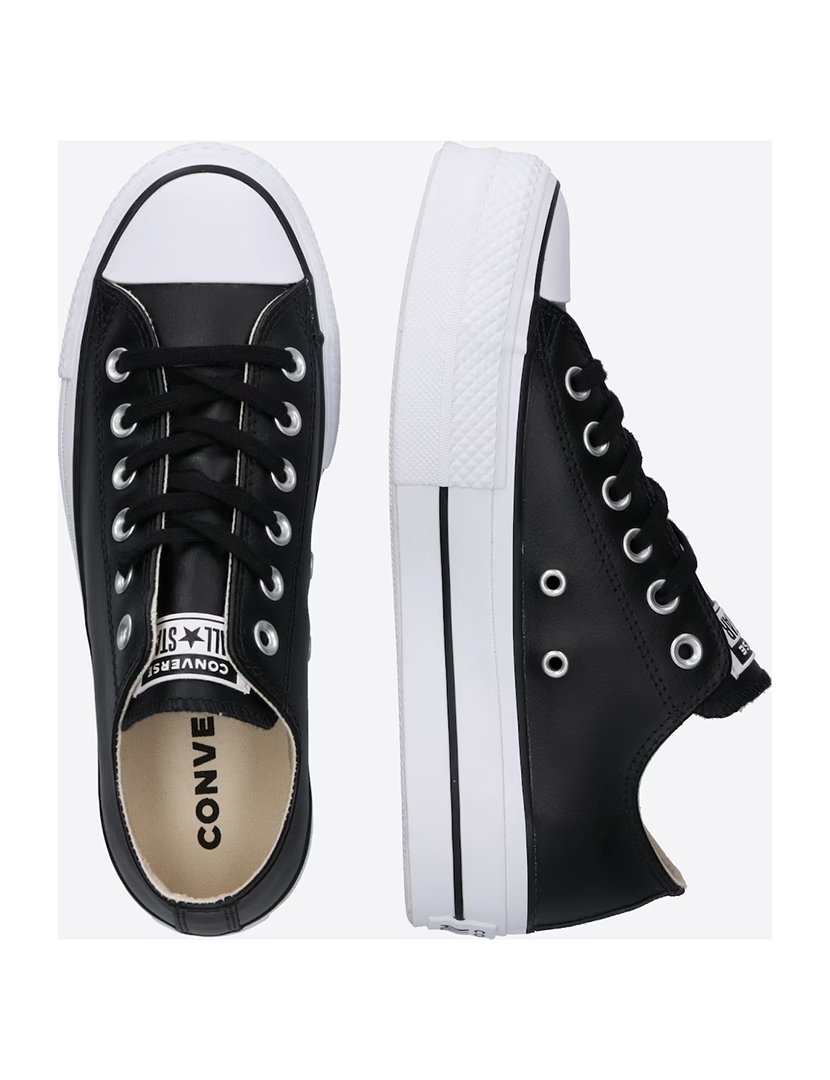 All Star Chuck Taylor Low Lift Platform Leather Black