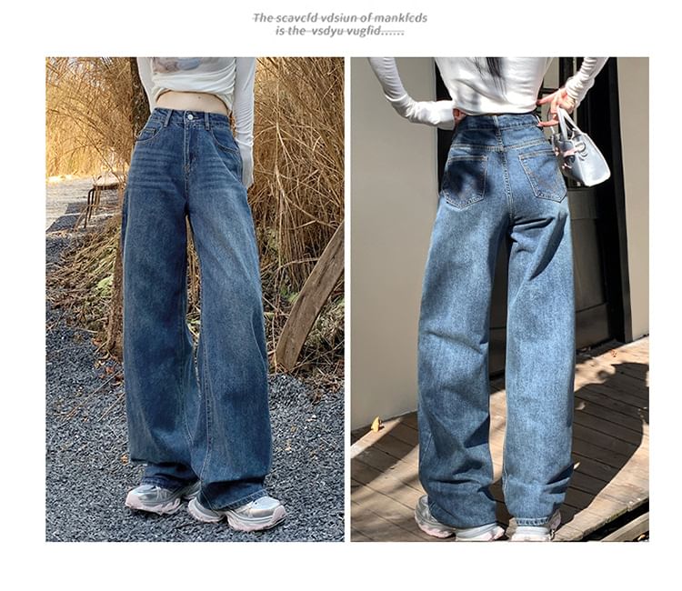 Denimot - High Waist Washed Wide Leg Jeans (diverse designs)