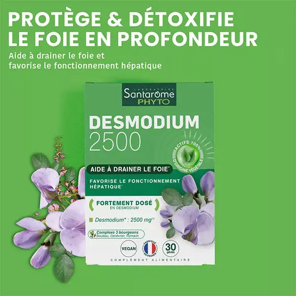 Santarome Phyto - Desmodium 2500 - Desintoxicante Hepático - 30 cápsulas