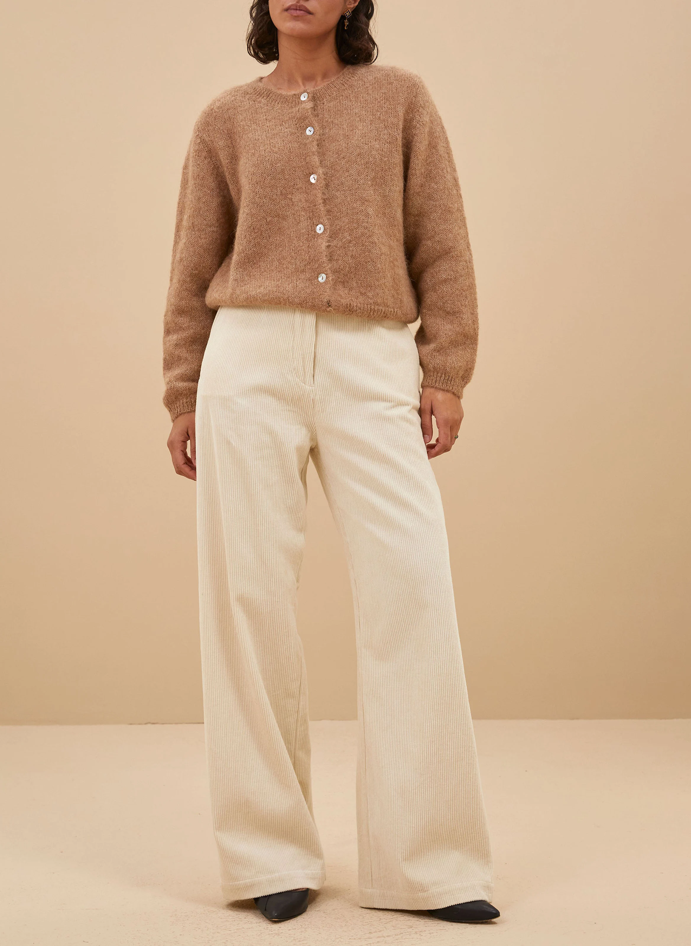ODIN - Pantalon droit velours côtelé en coton | Beige