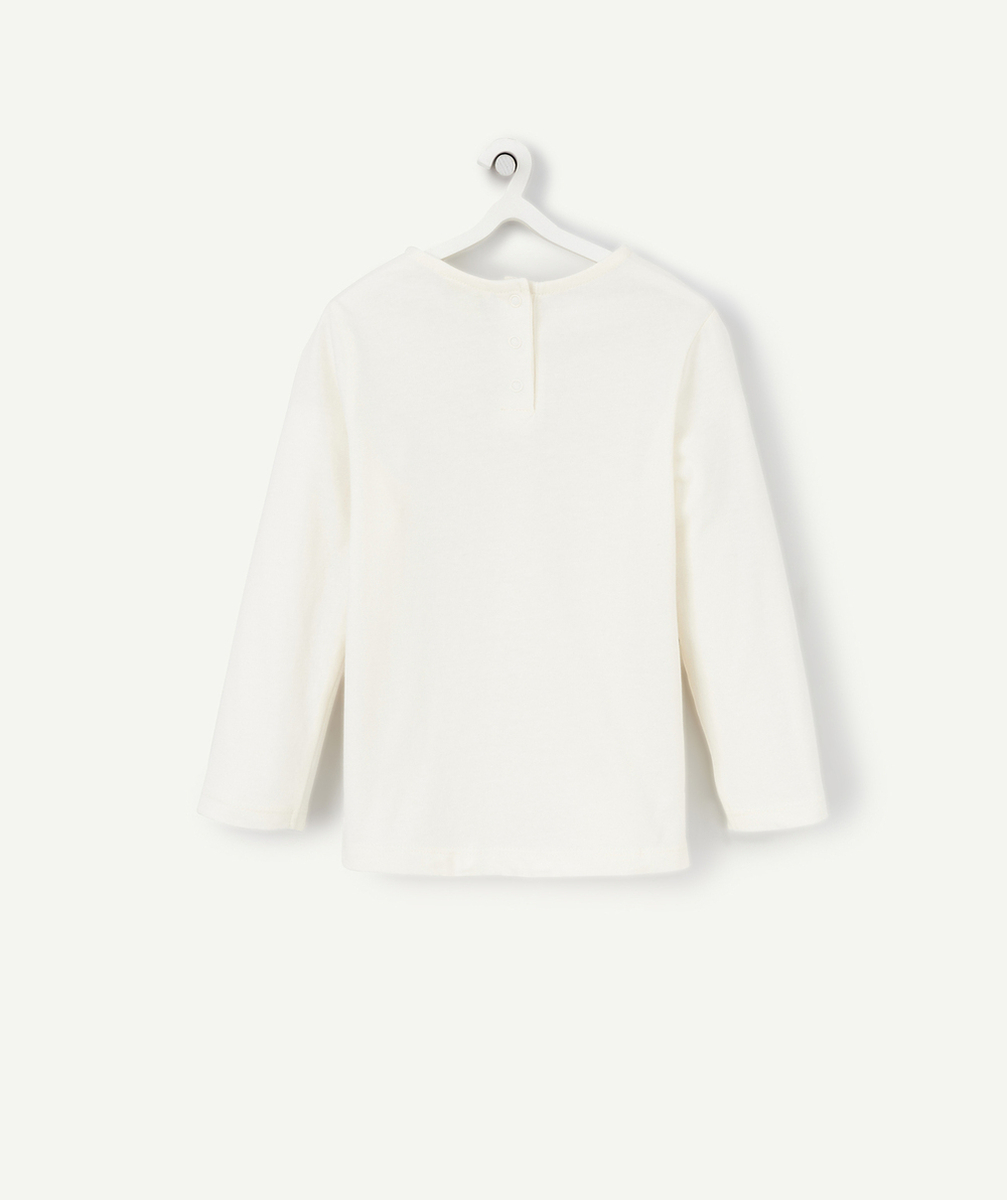 T-SHIRT BÉBÉ FILLE ÉCRU AVEC MESSAGE PAILLETÉ EN COTON BIO