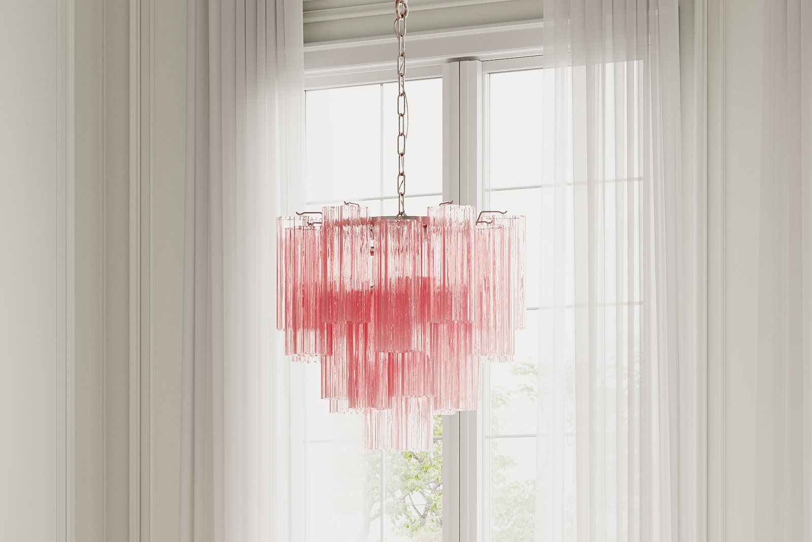 Praha lysekrone Rosa glass, Ø:45cm. 4xE14 Max 28W