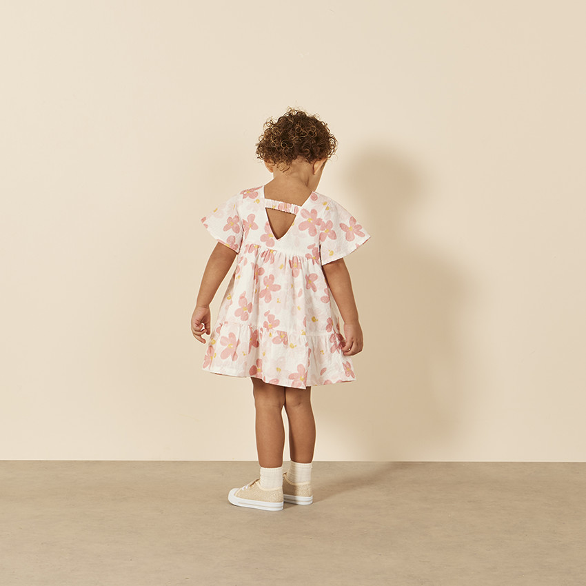 Robe manches courtes volantée imprimé floral pour bébé fille