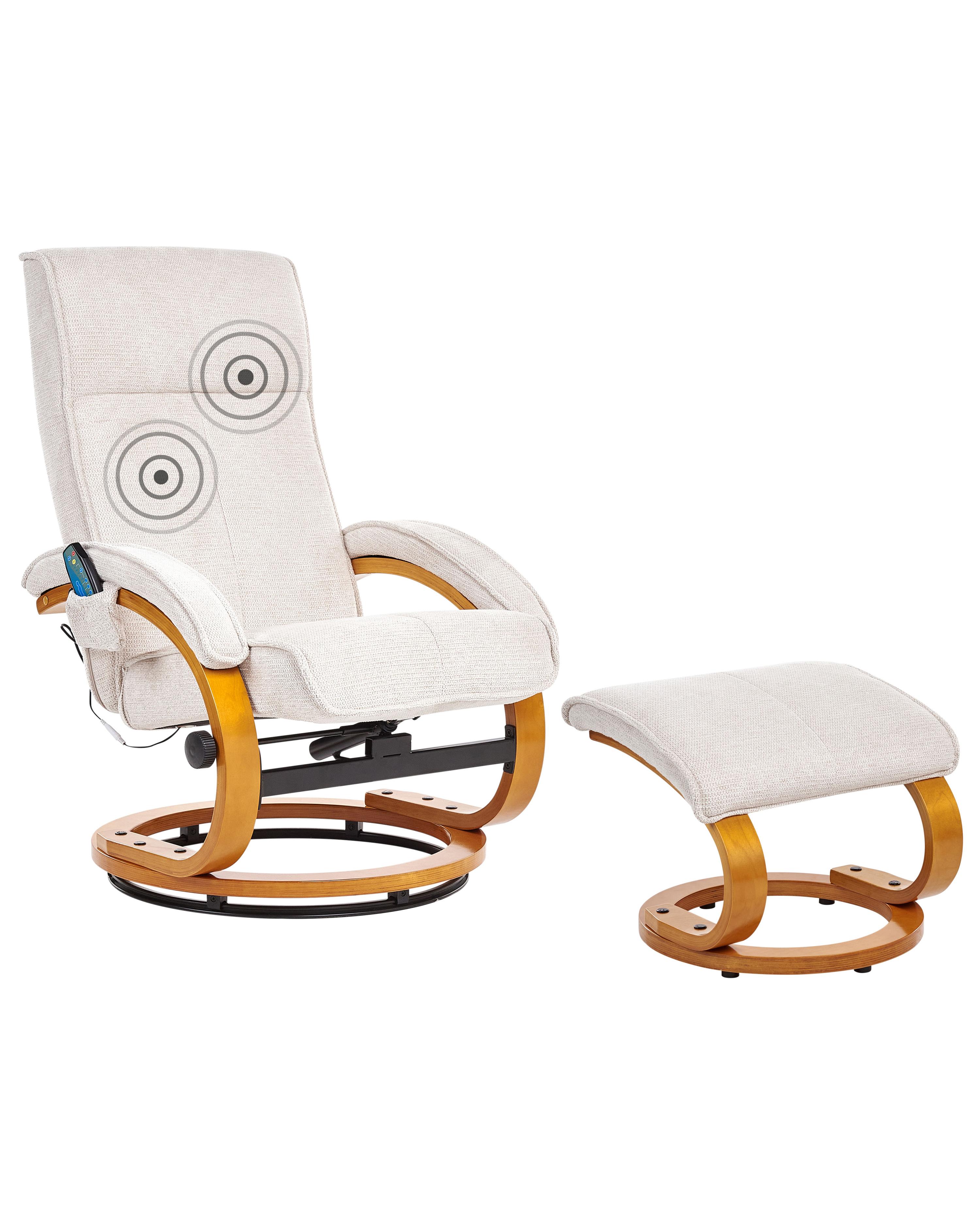 Massagestoel HERO met voetenbank Stof Lichtbeige