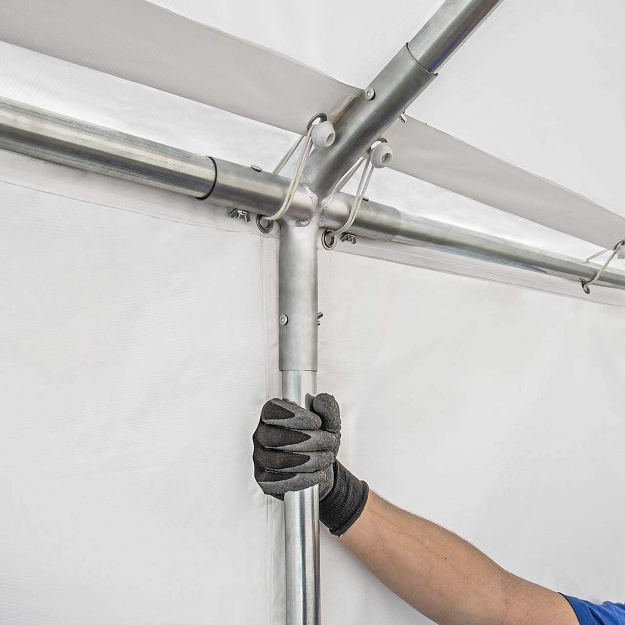 TOOLPORT Lagerzelt 6x12 m Industriezelt Unterstand PVC Plane 750 N dunkelgrün mit Bodenrahmen und Dachverstärkung