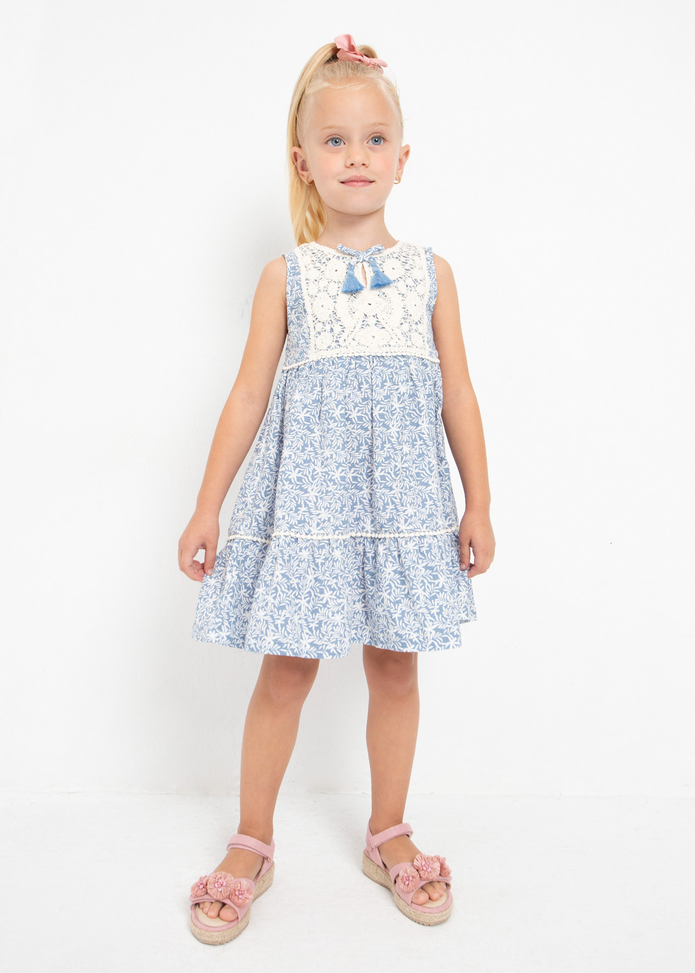 Vestido de crochê de algodão para meninas