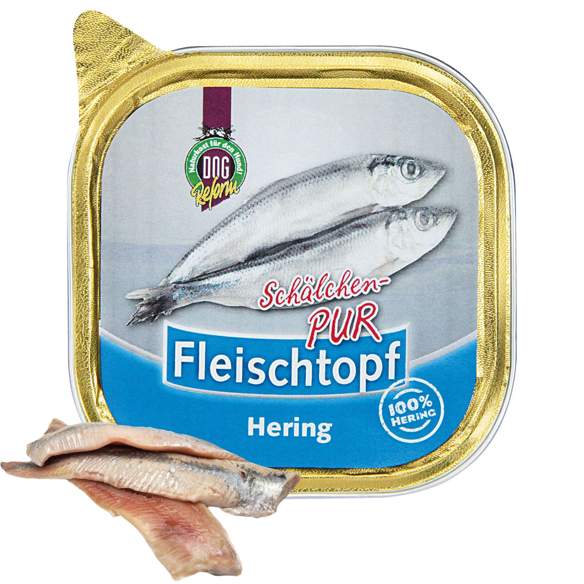 Schecker DOGREFORM Fleischtopf Schälchen-PUR Hering - Nassfutter 100% Fisch