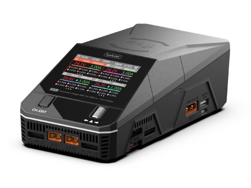 ToolkitRC Quad-Ladegerät Q6AC 1-6S, 400W Multifunktionales Modellbau-Ladegerät mit 4 Ausgängen