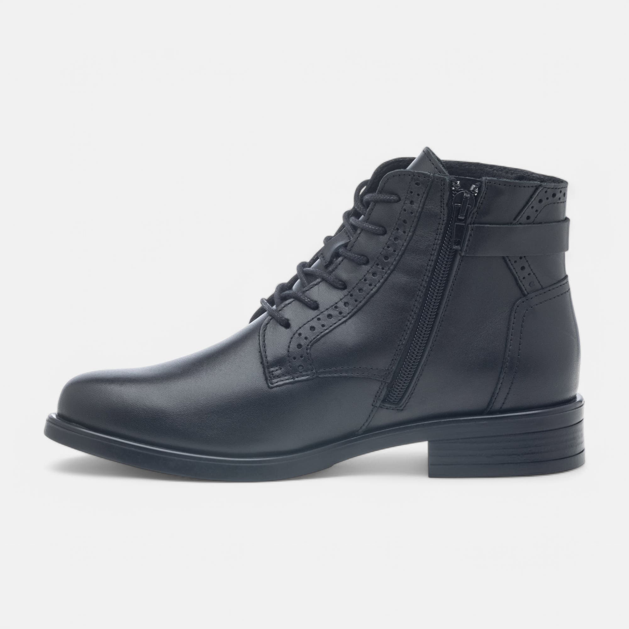 Bottines à lacets Femme en cuir noir