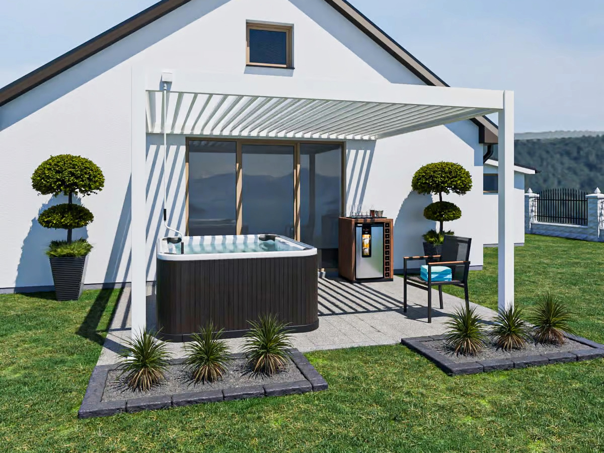 Orion Deluxe 360 x 400 cm muur terrasoverkapping - White