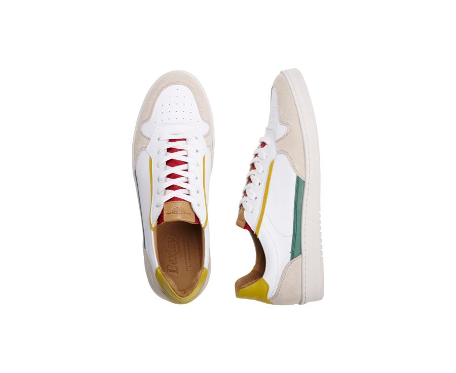 Sneakers cuir homme Vert Blanc et Jaune - KOLORA