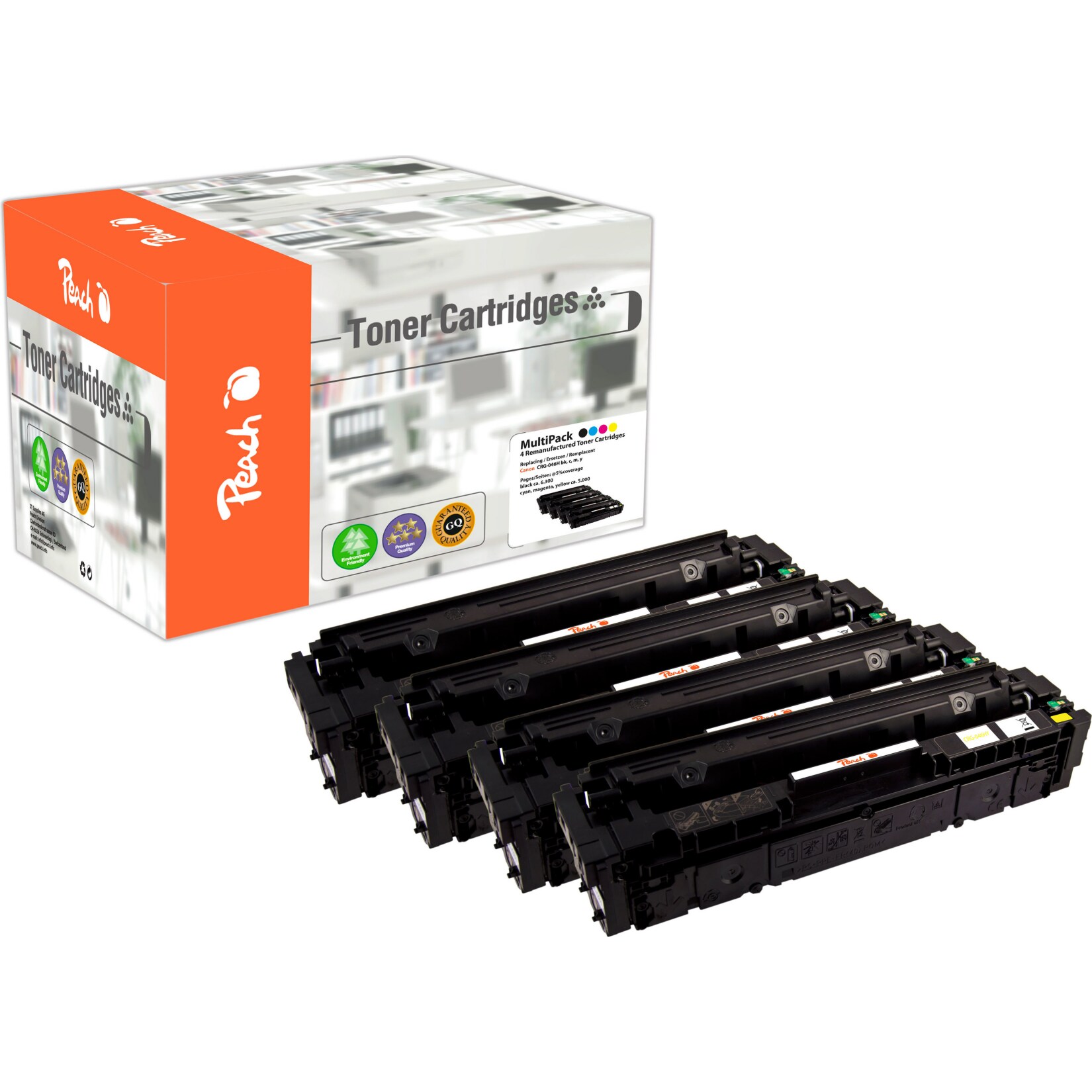 Peach PEACH H046H 4 Toner XL (bk, c/m/y) ersetzt Canon CRG-046H, 1254C002, 1253C002, 1252C002, 1251C002 für z.B. Canon ISensys LBP -650 (wiederaufbereitet)