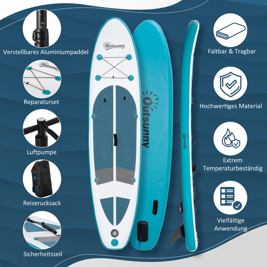 Outsunny Paddleboard mit rutschfestem Belag bunt