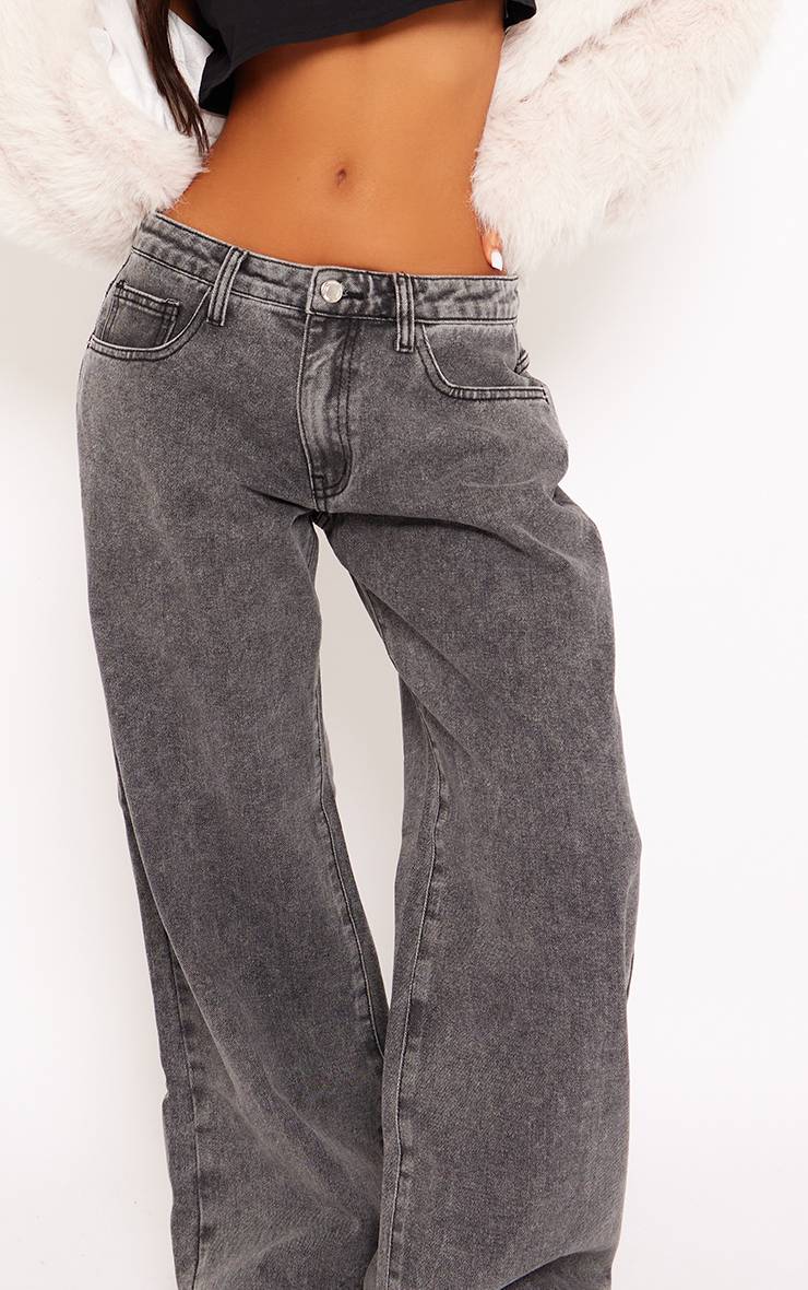 Washed Grey Jean Boyfriend Taille Basse Petite