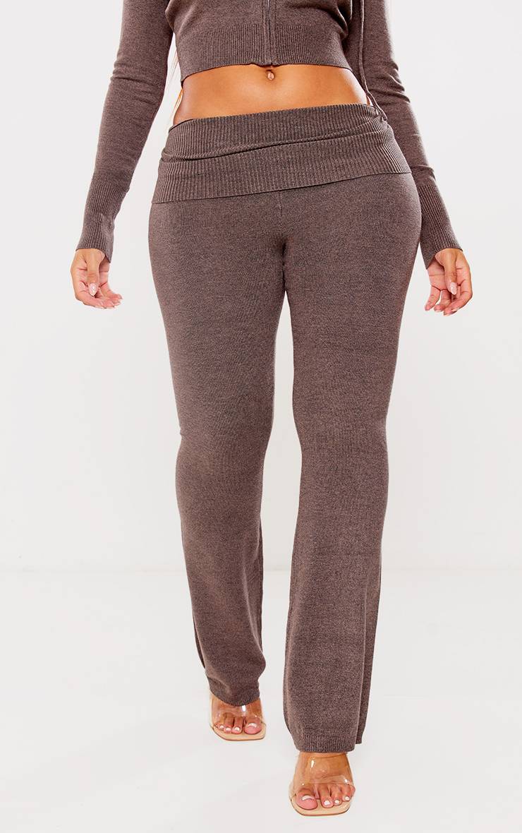 Charcoal Grey Legging En Maille Taille Haute À Revers Shape
