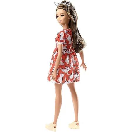 Barbie Fashionista Puppe mit Kätzchenprint-Kleid