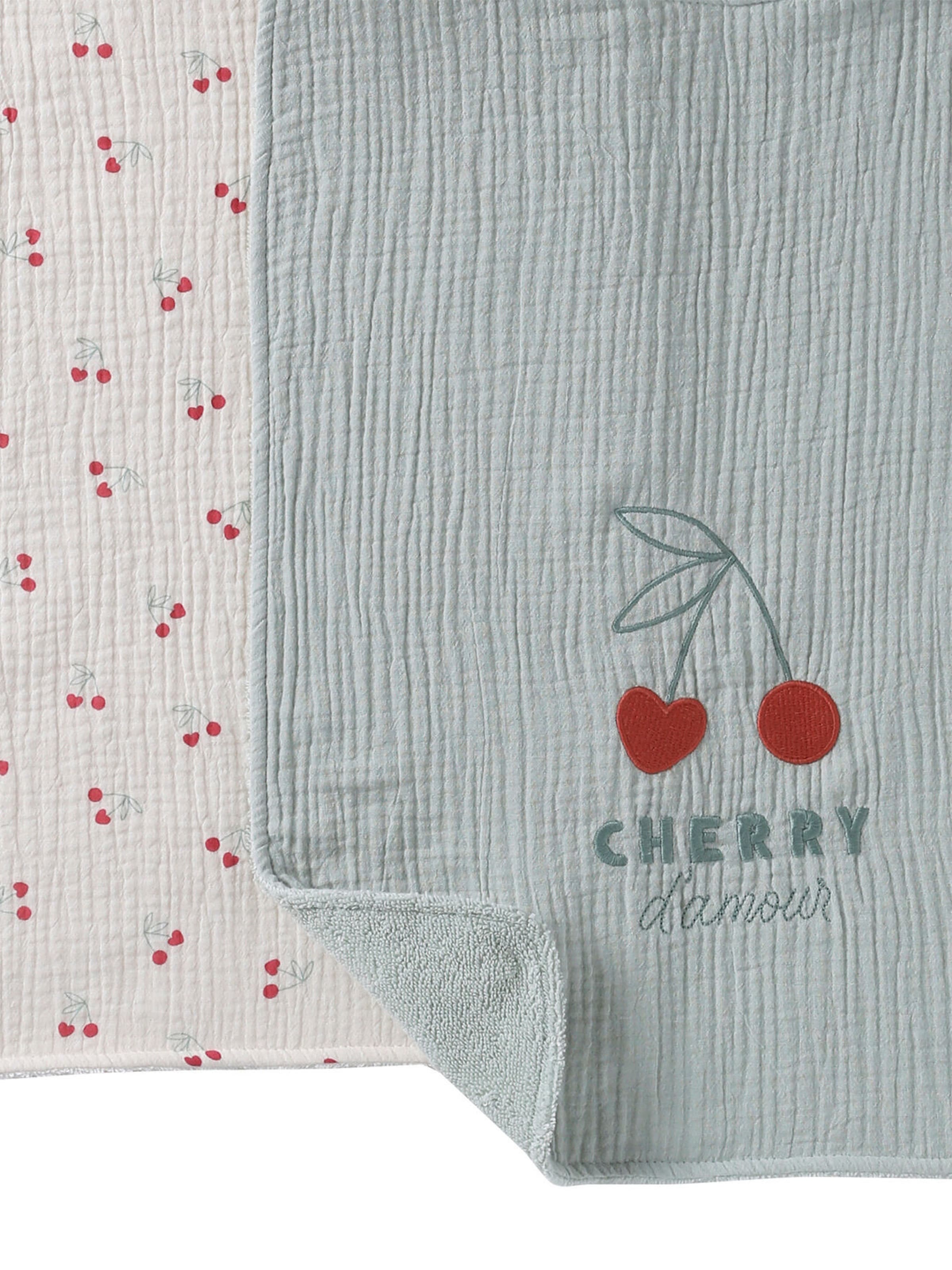 Vertbaudet 2er-Pack Baby Lätzchen CHERRY aus Musselin weiß bedruckt