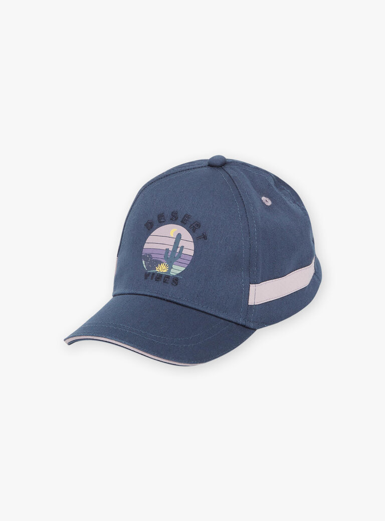 Casquette bleu canard et lilas à motif désert