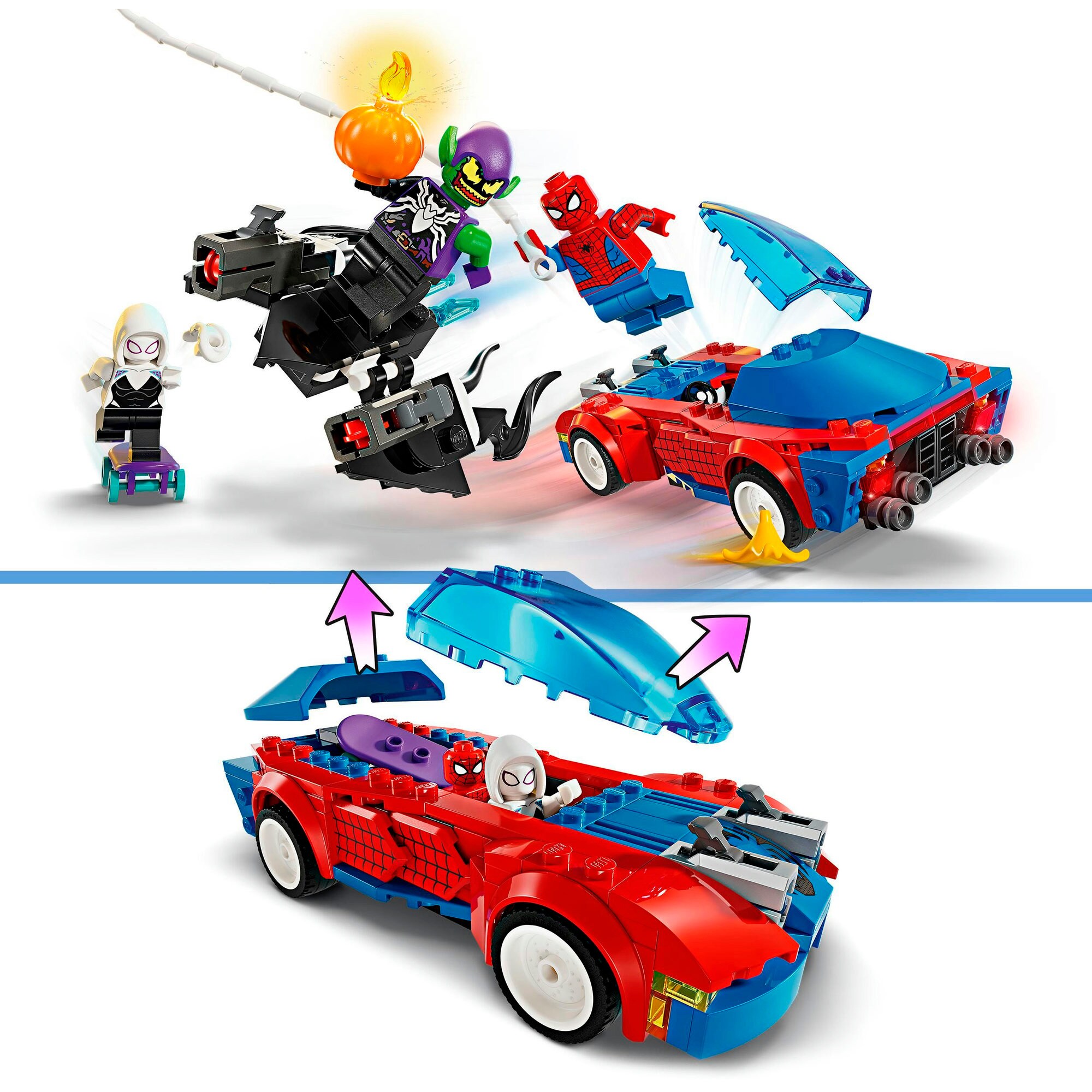 LEGO Konstruktionsspielzeug Marvel Super Heroes Spider-Mans Rennauto & Venom Green Goblin