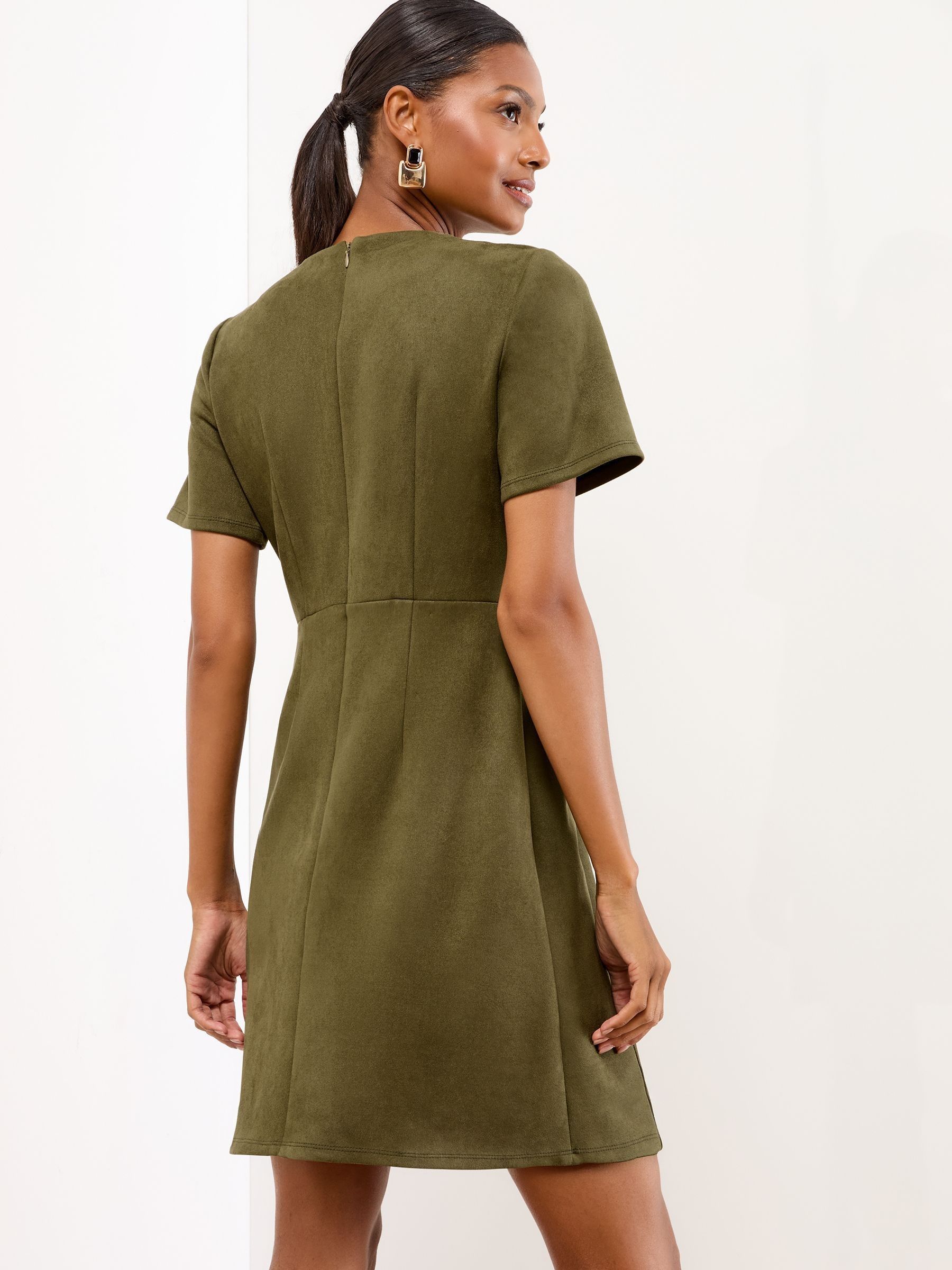 Lipsy Mini Suede Military Button Shift Dress