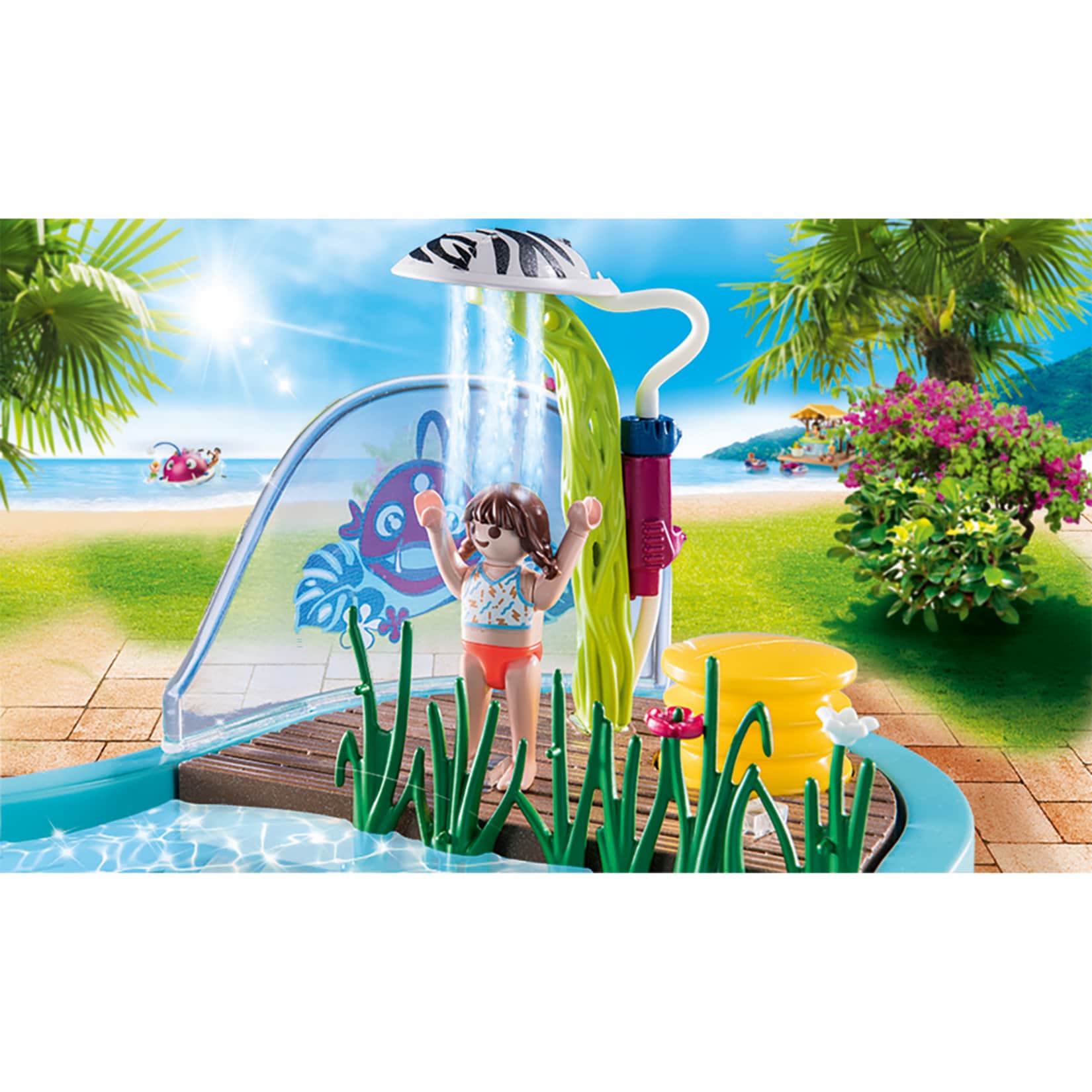 PLAYMOBIL Konstruktionsspielzeug Family Fun Spaßbecken mit Wasserspritze
