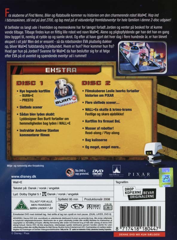 WALL-E - 2 DVD spec. edition - Dubbed / spoken in Danish - Norwegian - English