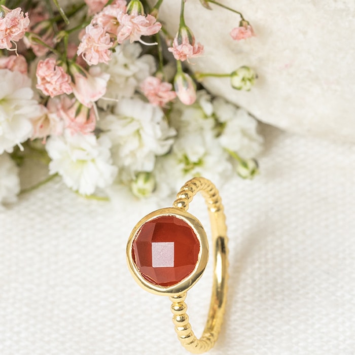 Bague Cornaline - Laiton doré