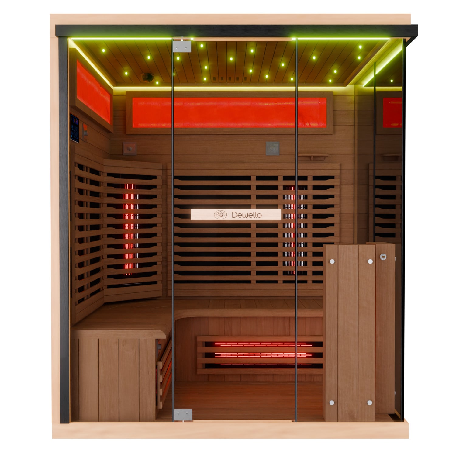 Dewello® Infrarotkabine Infrarotsauna KENORA 160x120 für 2-3 Personen aus Hemlockholz, Dual-Therm